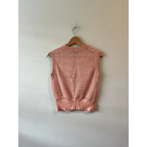 Veronica Beard Dusty Pink Kellen Pointelle Knit Sweater Tank - Picture 6 of 9